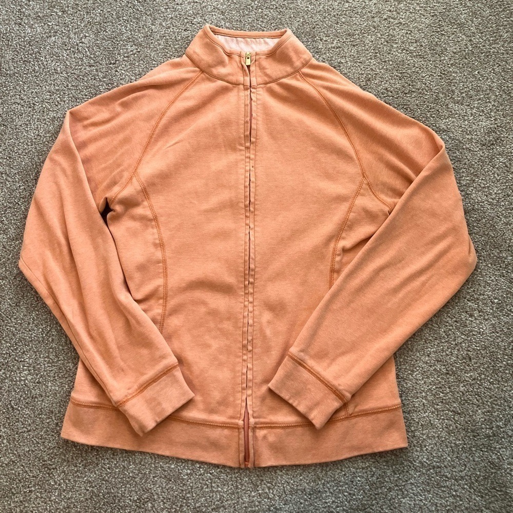Peter Millar 100% Cotton Orange Long‎ Sleeved Lightweight Zip Up Jacket Small